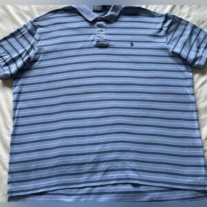 RALPH LAUREN POLO BLUE STRIPED XXL SHORT SLEEVE SHIRT
